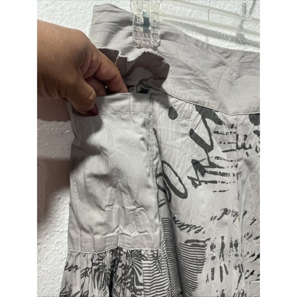 Lan Vie Pattern Lace Detail Front Pocket Pleated Tiered ALine Skirt Size 12 - Picture 5 of 14